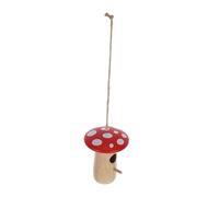 Yardwe Handcrafted Mushroom Shape Hummingbird Nesting House Garden Bird Feeder Decor for Outdoor Indoor Use