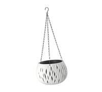 Yardwe Hangable Basket Flowerpot Ceiling Hanging Flower Pot for Small to Medium Plants White Woven Plastic
