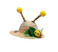 Yardwe Hat Cat Dog Costume Cap Summer Photo Headpiece Elastic Adjustable Cloth Leaf Decor Sombrero Small Bee Hat for Birthday Shopping Walking Daily Accessories