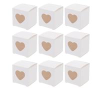 Yardwe Heart Window Candy Boxes White 50 Pieces, 2X2X2 Inch PVC Mini Cake Boxes, Designed for Wedding Party Favour and Individual Sweet Containers
