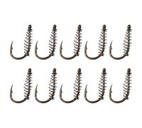 Yardwe High-Carbon Steel Spring Fishing Hooks 10Pcs Barbed Portable Hooks for Silver Carp and Outdoor River Use