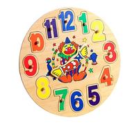 Yardwe Interactive Family Toy Preschooler Cognition Game Wooden Clock Blocks Fine Motor Skills Recognition