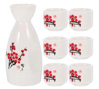 Yardwe Japanese Style Sake Pot Sake Cups and Pot Ceramic Safe to Touch Comfortable Hand Feel Delicate Design for Hotel and Restaurant Use Random Style