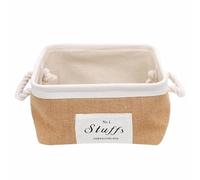 Yardwe Khaki Jute and Cotton Storage Basket Hand-woven Desktop Organizer Suitable for Storing Fruits, Flowers and Small Objects for Home Decoration and Photo Prop