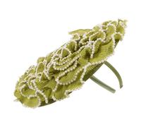 Yardwe Large Pearl Floral Fascinator Hat with Headband and Clip Green Pleated Wave Flower Headpiece for Tea Party Wedding Cocktail Church Cosplay Events