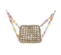Yardwe Lovely Bird Hammock Natural Grass Climbing Net for Parrots Play Mat for Chewing and Grinding Household Accessory for Macaws and Pets Health and Happiness