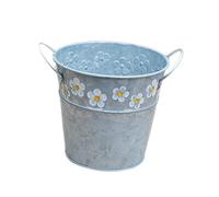 Yardwe Metal Flower Pots Round Hanging Planter Galvanised Zinc Tin Pails Indoor Outdoor Party Ornament