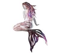 Yardwe Metal Mermaid Wall Art Hanging Decor Ocean Theme Metal Wall Decoration for Living Room Bedroom Office Patio