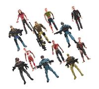 Yardwe Military Soldier and Zombie Action Figures Set for Boys, 10cm Articulated Plastic Soldier Models and 9.6cm Mini Zombie Dolls, Educational Combat Scene Toy Playset with 12pcs Random Accessories