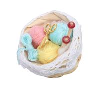 Yardwe Mini Knitting Basket Kit for Dollhouse Blue Series Tiny Yarn Scene Decoration Miniature Ornaments for Doll House Layout Creative Scale Model Accessory Safe Material