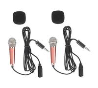 Yardwe Mini Microphone and Handheld Singing Microphone for Mobile Phones, Portable 2pcs Set with Earphones, Gold Color, Suitable for Karaoke and Phone Recording Use