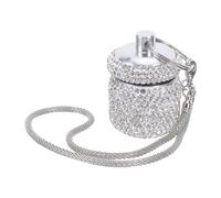 Yardwe Mini Travel Pill Holder - Metal Case with Rhinestone Keychain Medication Organizer for Morning & Evening Pills - Portable Bottle for On-The-Go 7.1x1.2x1.2Inches
