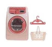 Yardwe Mini Washing Machine Toy Set, Realistic Washing Machine with Basket and Hanger for Preschool Learning