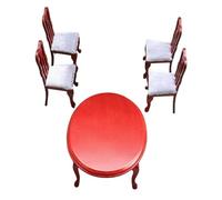 Yardwe Miniature European Style Dollhouse Furniture Set Compact Dining Table and Chairs for Small Spaces Versatile Dollhouse Kitchen Accessories Elegant Wood Finish