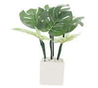 Yardwe Miniature Potted Leafed Plant Artificial Greenery Ornament for Dollhouse Decor Nordic Style Tiny Planter Craftsmanship Space Saving Mini Dollhouse Accessories
