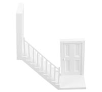 Yardwe Miniature Stair Railing Model with Turn and Door Plastic Architectural Accessory for Dollhouse Sand Table and Micro Landscape DIY Craft Flexible Corner Design for Custom Mini