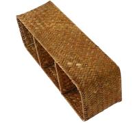 Yardwe Multi-functional Organizer Box Large Box 3-Compartment Seagrass Woven Storage Box for Remote Controller Holder in Home Office