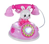 Yardwe Multi-Functional Plaything Retro Cartoon Telephone for Educational Entertainment Skin-Friendly Material Social Skill Development Interaction Pink