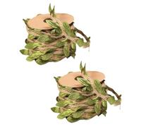 Yardwe Natural Jute Twine 2 Rolls Cat Column Rope Replacement with Green Leaf Decoration for Cat Climbing Frame Use