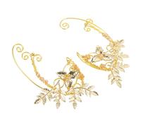 Yardwe Non-pierced Leaf Ear for Women Alloy Fairy Ear Jewelry Clip Earrings Rust-resistant Handmade Elf Accessories for Halloween Cosplay Wedding Parties