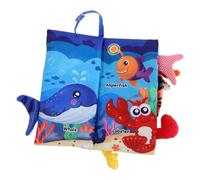 Yardwe Ocean Themed Soft Fabric Crinkle Book for Newborns Sensory with Illustrations Early Learning Stories for Boy Girl Portable Crinkle Cloth Book for Bath Playtime