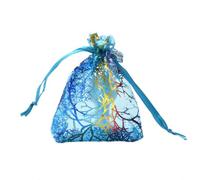 Yardwe Organza Drawstring Bags and Displaying Merchandise at Retail 100 Pcs 7x9cm Coral Grain Pattern Yarn Candy Bags with See-through Design for Packaging Foods