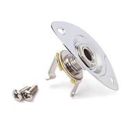Yardwe Oval Recessed Guitar Jack Socket Plate, 6.35Mm 1/4 Inch Mono Output Input Jack for Electric Guitar Bass, Silver, with 2 Mounting Screws