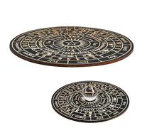 Yardwe Pendulum Letter Board Large Wooden Circular Wooden Divination Board with Months and Letters Rustic Elegant Decor for Wiccan Altar