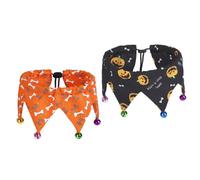 Yardwe Pet Collar Chain Shape Halloween 2pcs with Bells Adjustable Polyester Material Skin-care Feature Neck Girth for Dogs and Puppies Suitable for Christmas and Birthday Parties