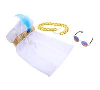 Yardwe Pet Middle Eastern Costume for Small Dogs Cats Easy-wear Arab Headwrap with Gold Chain Necklace and Bandana Handcrafted Dubai Style Halloween Party Outfit