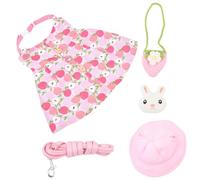 Yardwe Pet Rabbit Harness Rope Set with Adorable Bunny Dress and Leash, Small Animal Traction Rope for Holland Lop and Dwarf Rabbits, Daily Wear Outfit for Indoor and Outdoor Use