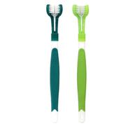 Yardwe Pet Toothbrush Oral Care Tool for Pets for Dogs and Cats 2pcs Triple Headed Soft Pp Material Dental Brush, Effective in Removing Bad Breath and Tartar