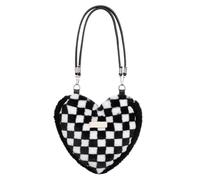 Yardwe Plush Shoulder Bag for Women, Unique Tote Pouch with Square Pattern, Casual Outdoor Handbag with Spacious Storage, Soft Fashion Crossbody Bag