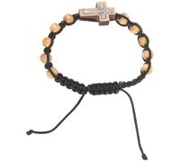 Yardwe Prayer Beads Bracelet Rosary Bracelet Simple Alloy Wooden Beads Comfortable Lightweight Unisex Personal Wear with Cross Charm