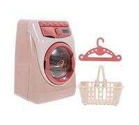 Yardwe Pretend Play Appliance Toy Simulation Washing Machine with Basket and Hanger Mini Plastic Washing Machine Toy for Kids Early Educational Play and Hands-on Learning