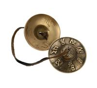 Yardwe Pure Copper Handcrafted Meditation Cymbal Bell with Six-character Pattern Portable Religious Percussion Instrument for Yoga and Mindfulness Practice