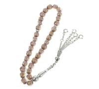 Yardwe Purple Glass Islamic Prayer Beads Bracelet Muslim Rosary Hand Chain for Worship and Pilgrimage Religious Prayer Supplies Gift for Weddings and Special Occasions