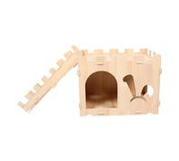 Yardwe Rabbit Castle: Small Animal Habitat - Wooden Pet Hideout - Indoor Hideaway - Bunny House Castle for Rabbits Guinea Pigs Hamsters Rodents Mice