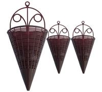 Yardwe Rattan Hanging Wall Planter 3Pcs Rustic Vintage Hanging Planter Basket Cone Shaped Plant Holder Farmhouse Flower Pot Wicker Bird Nest Flower Basket for Garden Decor