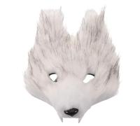 Yardwe Realistic Wolf Half Face Mask Fits Most Adult Head Sizes for Adults, White Polyester Material Matte Finish and Lifelike Texture for Halloween and Wolf Themed Events