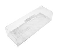 Yardwe Rectangular Acrylic Cake Tray, White Marbleised Pastry Display Stand | Dust Protection, Space-saving Design, Dome Cover, for Cakes and Pie Slices, Bakeries, Counters and Catering