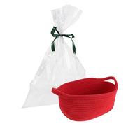 Yardwe Red Woven Rope Basket for Baby's First Birthday and Party, Cute Cotton Cloth Storage Basket with Handles, Easy Assembly, for Holiday Gatherings and Nursery Organiser