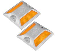 Yardwe Reflective Aluminum Road Studs 2 Pack Large Driveway Markers Weather-Resistant Pavement Reflectors for Outdoor Safety and Night Visibility