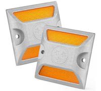Yardwe Reflective Road Markers 2 Pack Aluminum Driveway Marker Reflectors for Pavement Private Road Bike Path Parking Lot Outdoor Lane Edge and Centre Marking