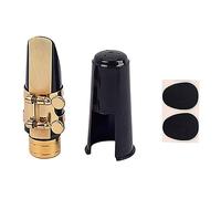 Yardwe Replacement Alto Saxophone Mouthpiece Set with Copper Ring Reed Patches and Pads Enhances Performance with Stabilizing Tube for Saxophone Use Black