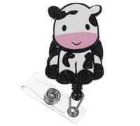 Yardwe Retractable Badge Reel Holder with Cow Print Design for Name Cards and Keys, Multi-Function Abs and Metal Material Badge Holder Featuring Convenient Swiping and Scanning,