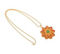 Yardwe Retro Lotus Flower Pendant Necklace for Women Ethnic Style Enamel Jewelry with Gold Plating Bright Colors Suitable for Parties Celebrations Mom Wife Sister Daughter