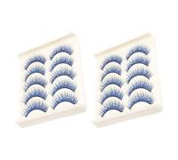Yardwe Rhinestone False Eyelashes with Standout Touch 10 Pairs Blue with Sparkling Fiber Material Unique Glittery Lashes for Stage Performance and Costume Events for Makeup Artists