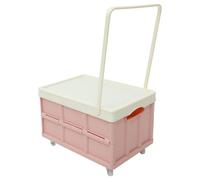 Yardwe Rolling Foldable Storage Bin with Lid and Wheels 16.54X11.42X9.45 Inches Plastic Clothes Organizer for Vehicle Trunk Home and Camping