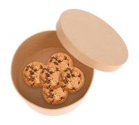 Yardwe Round Kraft Paper Cookie Box 14X14X7.5Cm, Multipurpose Baking Paper Box for Cupcakes and Chocolates, Portable Sweet Case for Home Dessert Packaging